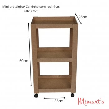 CARRINHO 36X26X60 PRATELEIRA 3 ANDAR COM RODAS - AUXILIAR