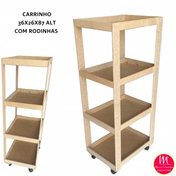 CARRINHO 36X26X87 PRATELEIRA 4 ANDAR COM RODAS - AUXILIAR